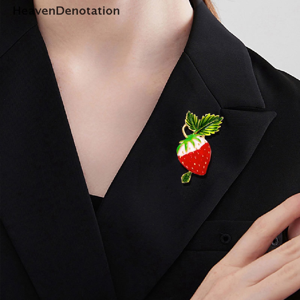 [HeavenDenotation] Indah Strawberry Bros Pin Desain Baru Enamel Buah Pesta Kantor Bros Pakaian Syal Klip Fashion Perhiasan Hadiah HDV