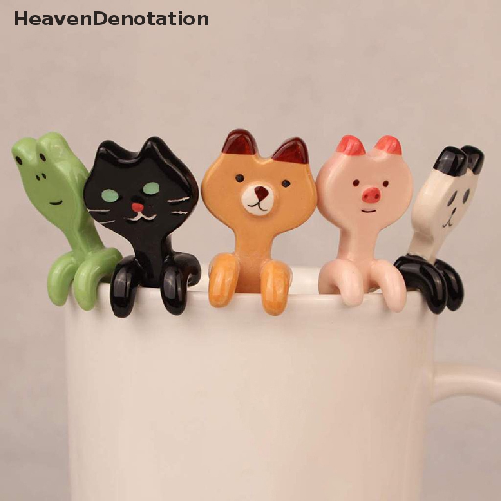 [HeavenDenotation] Alat Dapur Hadiah Novelty Keramik Kartun Kucing Lucu Hewan Sendok Dessert Spoon HDV