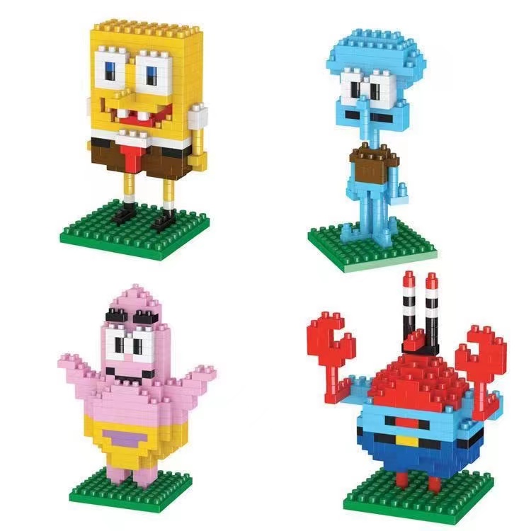 Spongebob Kompatibel Dengan Lego Anak-Anak Merakit Mainan Kreatif Miniatur Berlian Blok Bangunan Partikel Kecil