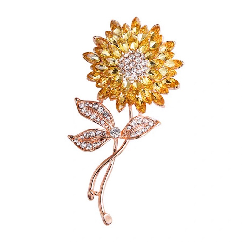 Korea Gaya Ledakan Bersinar Bunga Matahari Kristal Bros Berlian Imitasi Sun Flower Brooch Aksesoris Populer