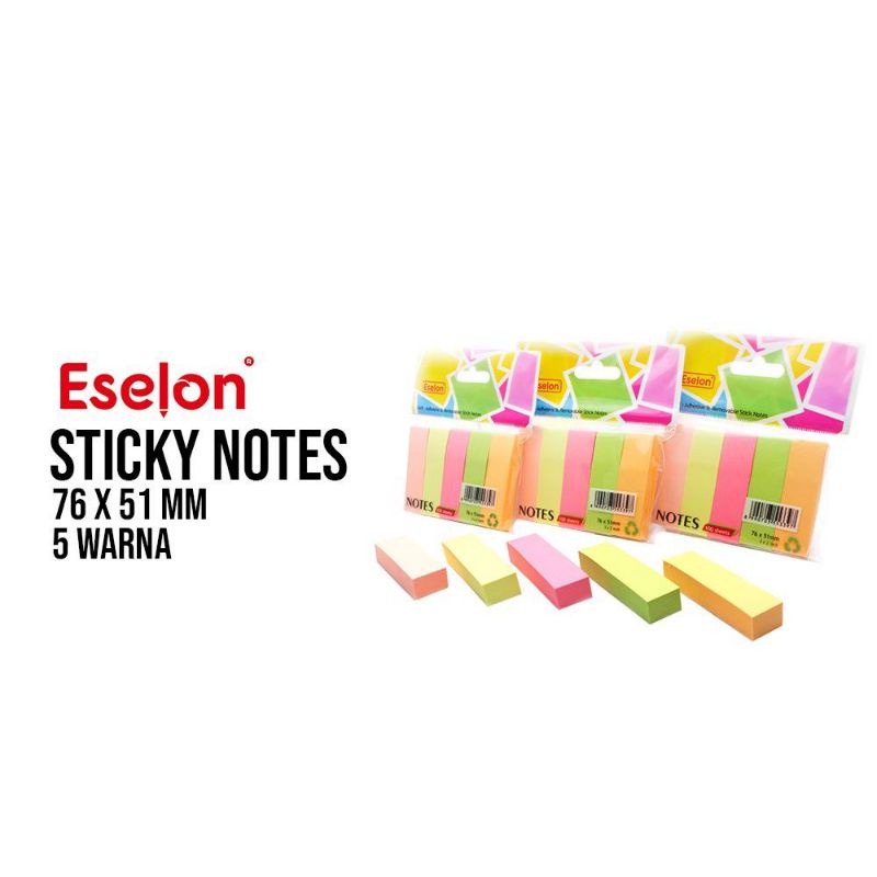 

Sticky notes kertas catatan tempel dinding memo note Eselon 5 warna isi 100 lembar 76x51 mm 3x2 inch self adhesive removable stick notes memo tempel