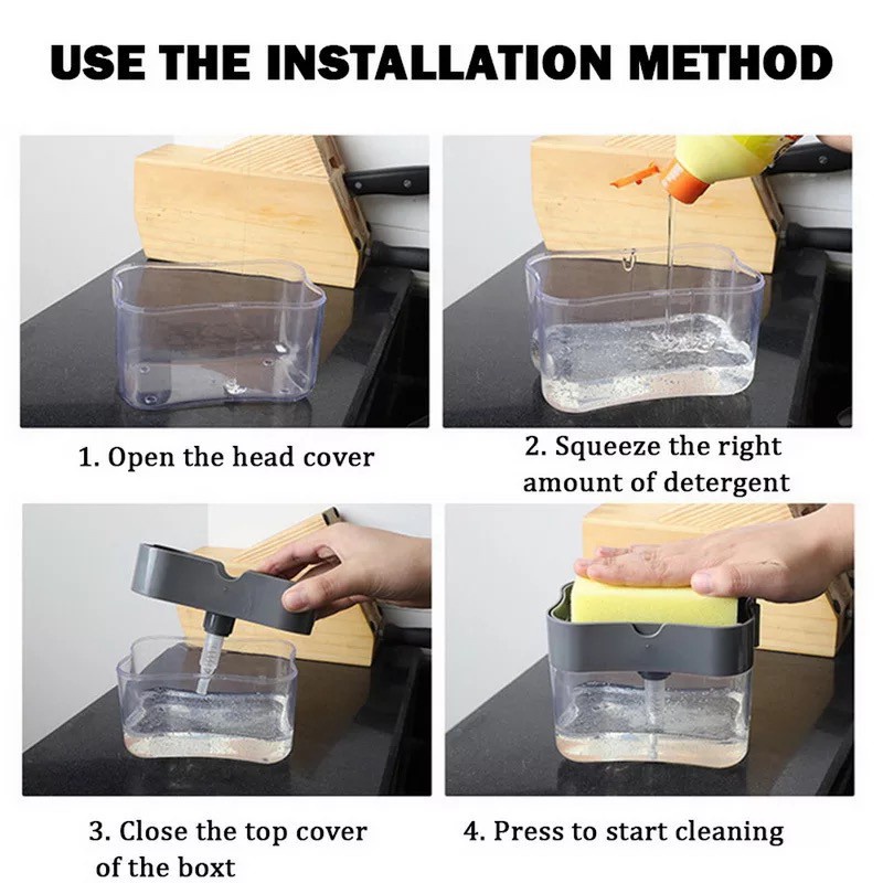 [IZUNA] Holder Spons Cuci Piring Dengan Dispenser Sabun / Pump Sabun Cuci Piring / Dispenser Sabun Cuci Piring