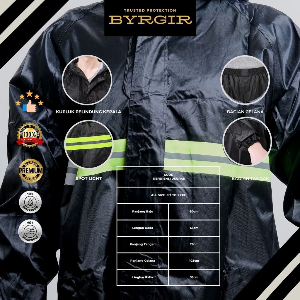 Jas Hujan Setelan Waterproof Pria Motor Tebal Anti Nembus Raincoat Rain Jacket Jaket Rain Mantel Hujan Penutup Wajah Faceshield