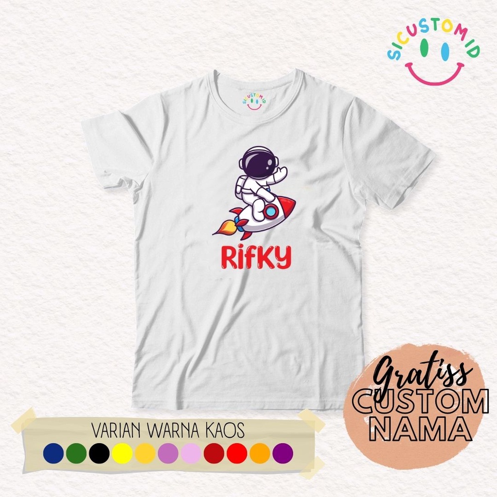 TERLARIS BAJU KAOS ANAK TANGAN PENDEK CUSTOM GRATIS NAMA KARTUN ASTRONOT FREE CUSTOM