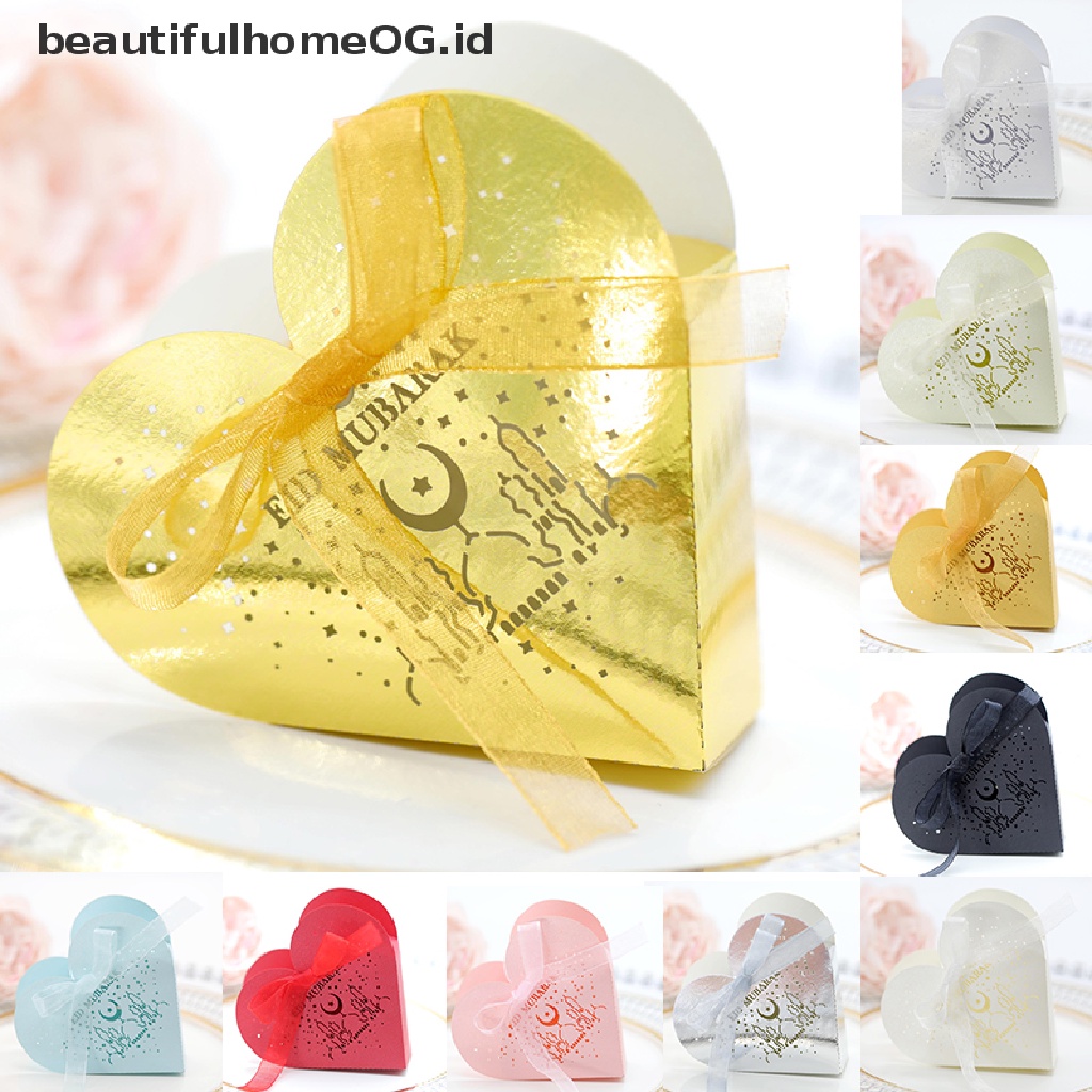 // Beautifulhomeog.id// 10Pcs Eid Mubarak Candy Box Ramadan Gift Box Perlengkapan Festival Muslim Islami **