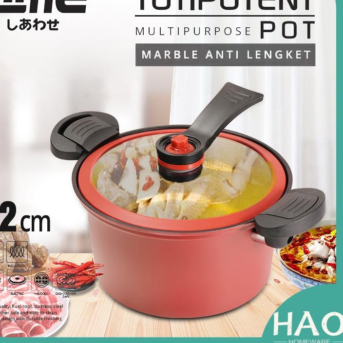 ⅍ QME Panci Presto Teflon Totipotent Micro Pressure Cooker Pot 22CM 3.5L Anti Lengket ✶