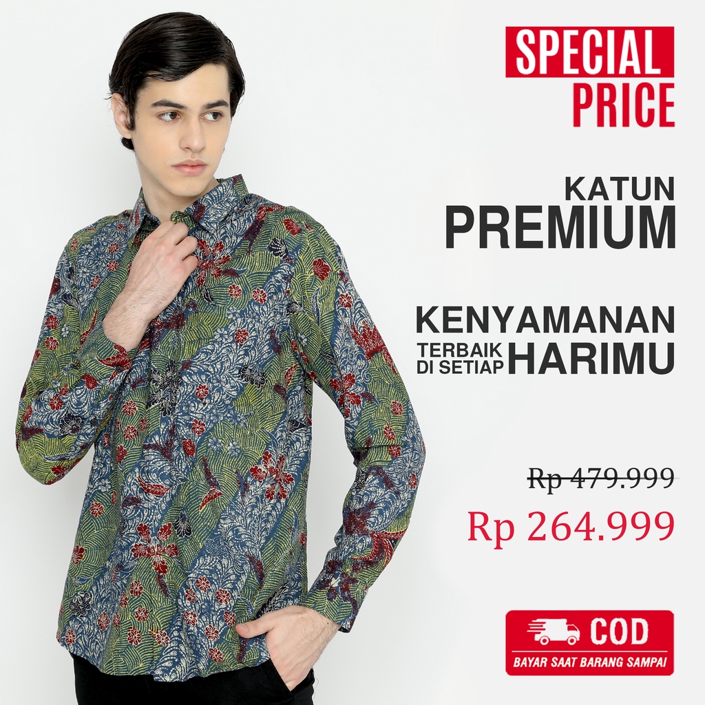 KEMEJA BATIK PRIA Slimfit Lengan Pendek Premium Warna Biru Dongker Putih Hijau Merah Slim Fit 721700 Cap 72 - Baju Kemeja Atasan Pakaian Setelan Batik Pria Cowok Laki Laki Remaja Keluarga Kantor Lengan Pendek Modern Slimfit Slim Fit Premium Kekinian