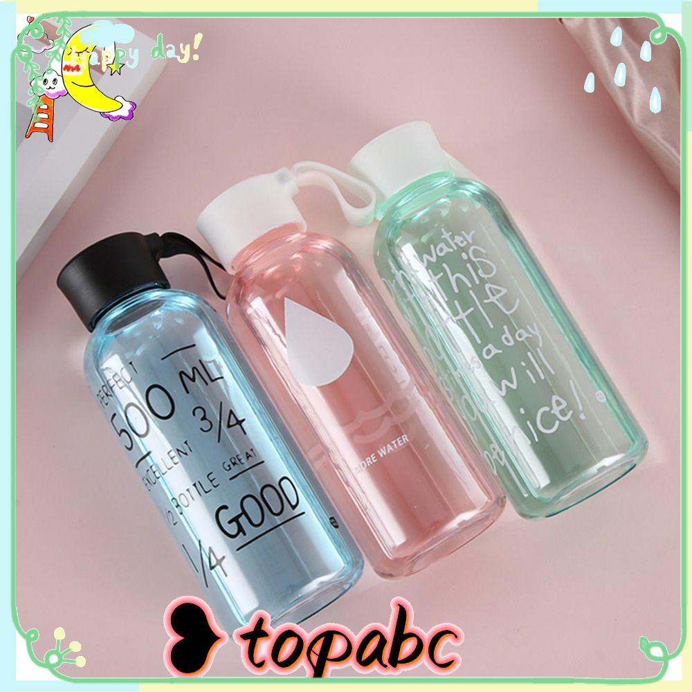 Top 600ML Botol Air Minum Wanita Pria Kettle Transparan Anti Bocor