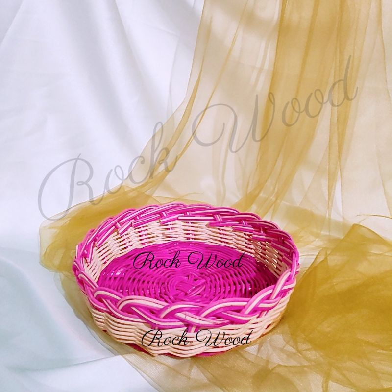 [ROTAN] keranjang rotan rainbow Diameter 18cm/15cm sesajen Bali piring
