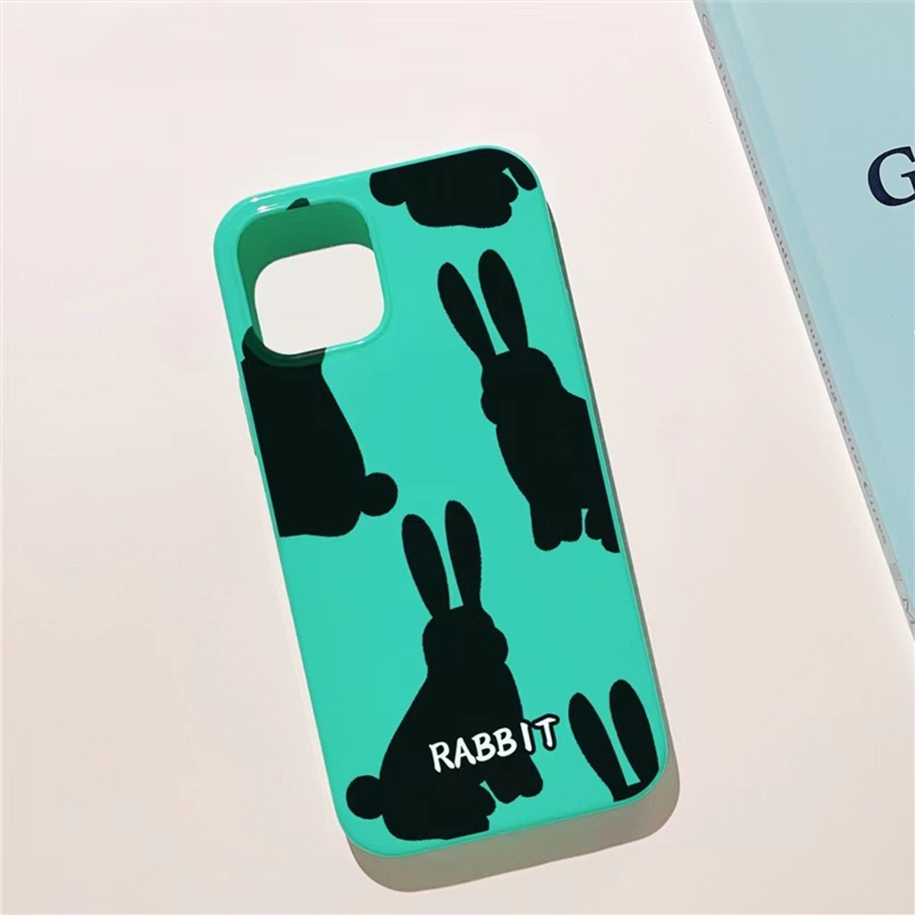 IPHONE Ins Pola Kelinci Cocok Untuk Iphone14 14pro 14plus 13 13mini 13pro 13prm iPhone12 7Plus 8Plus Xr XS 13 12mini Pro Max Empat Sudut Casing Ponsel Tahan Guncangan