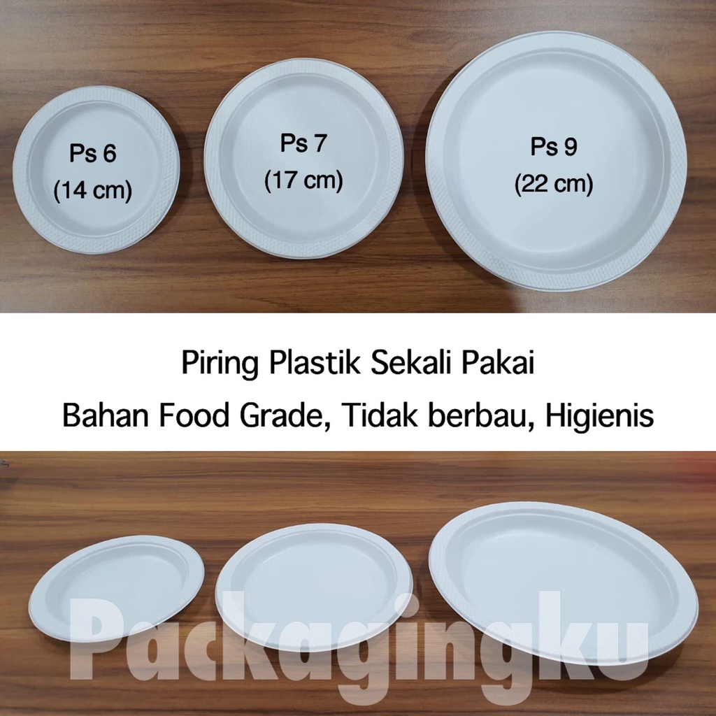 50PCS Piring Plastik Besar Sekali Pakai Putih Susu 14 cm Ps 6/ P6 / Piring Hajatan Acara Kondangan Diameter 6 inch