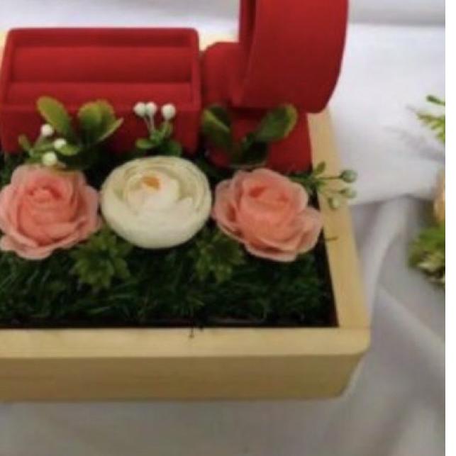 ➺ seserahan tempat cincin dan gelang hantaran kayu rustic dengan tutup mika ➷