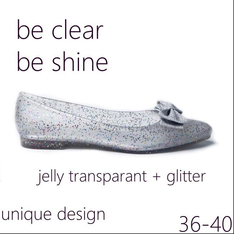 Harga Bersahabat Sara Sara KEJORA Sepatu jelly wanita flat shoes jelly glitter transparan pita terba