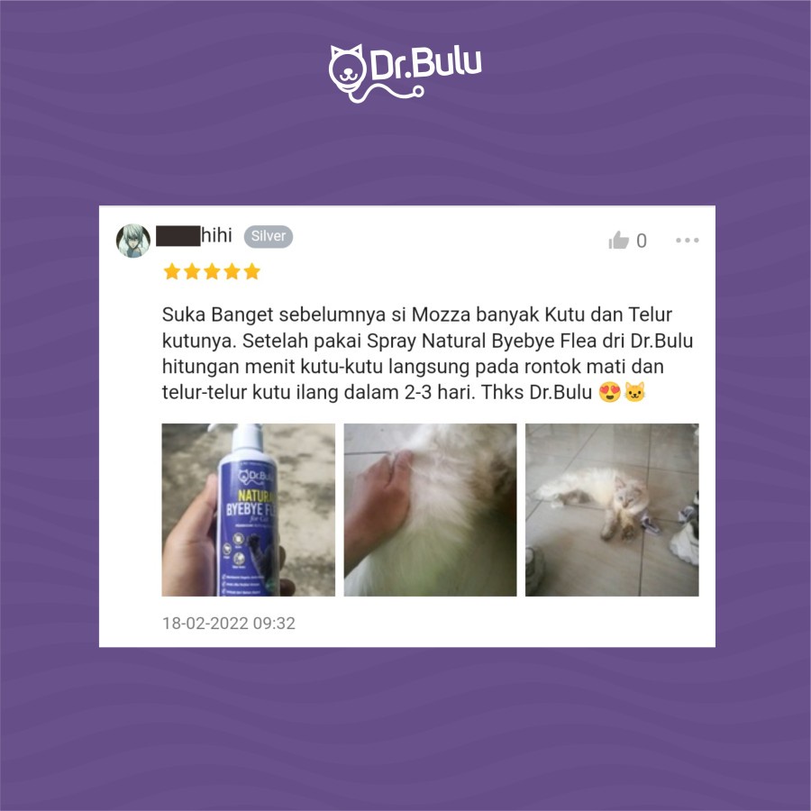 Natural Bye Bye Fleas For Cat by Dr. Bulu - Pembasmi Kutu Kucing Alami