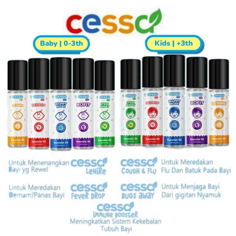 Cessa Baby KIDS (0-2 tahun) Fever Drop , Cough n Flu , Lenire , Bugs Away, dan Immune Booster / Herbal Bayi / Obat Flu Batuk Demam