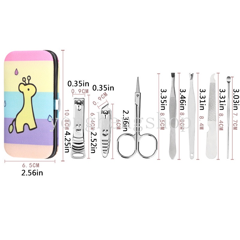 7pcs / Set Gunting Kuku Motif Kartun Bahan Stainless Steel Untuk Manicure Pedicure