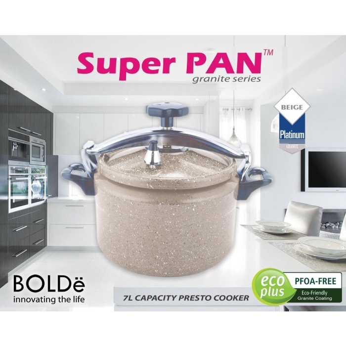 Prestoku Bolde Super Pan Presto Cooker 7L Granite Series Beige Marble