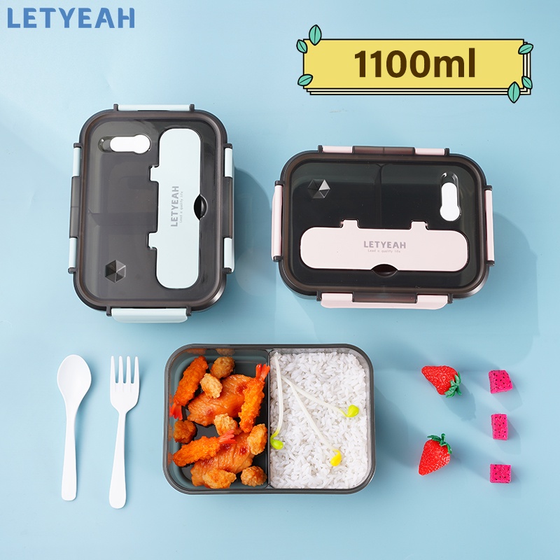 letyeah 1100ml Kotak bekal lunch box bento/tempat makan anak/kotak makan anti tumpah/BPA free