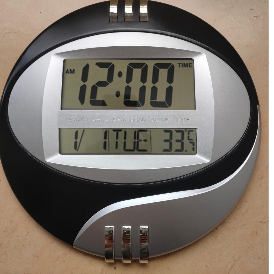 ♕ Jam Dinding Digital Esa 3885 / 3806T - Jam Dinding Digital Bulat - Fitur Lengkap ▲