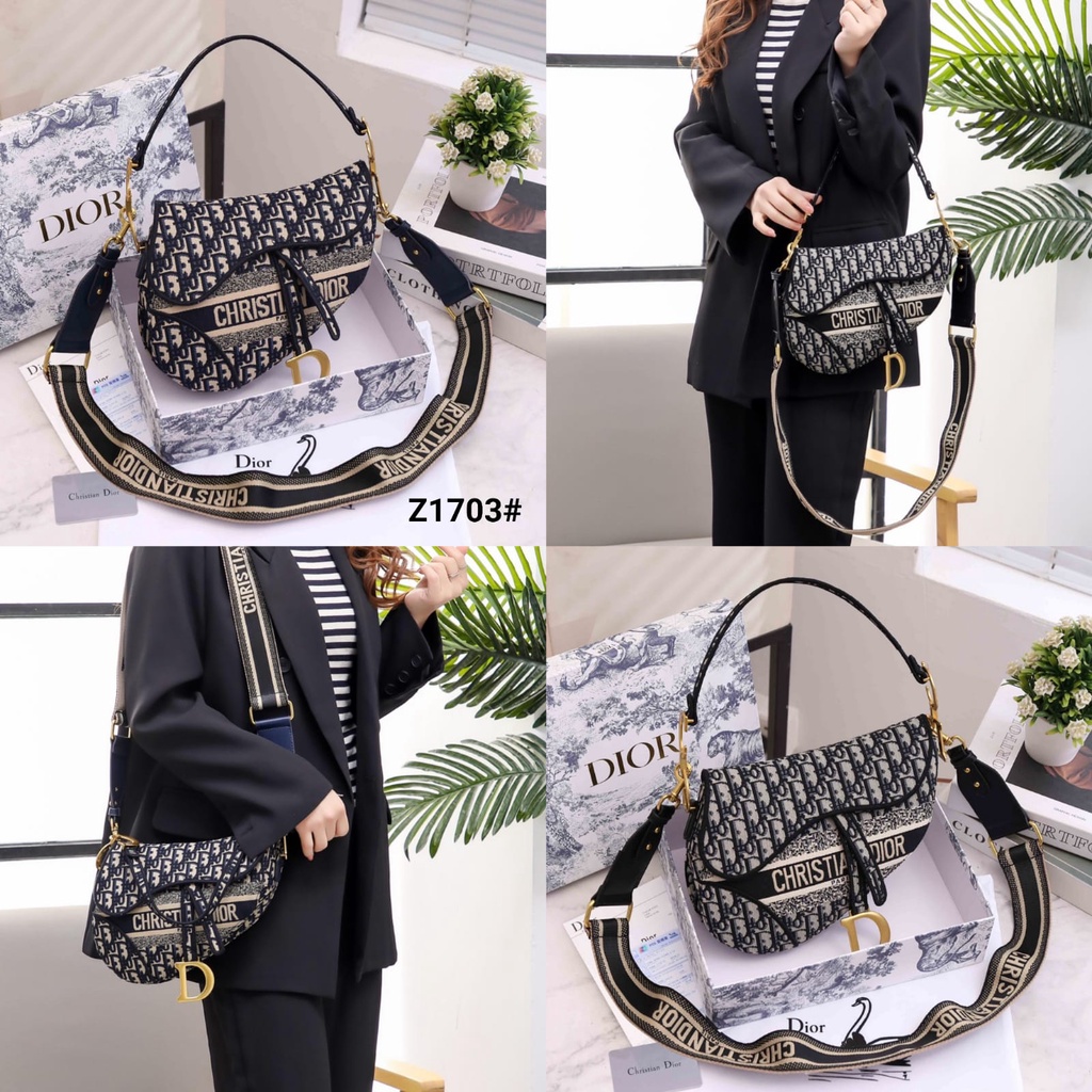 Tas Dior Saddle Oblique Embroidey Z1703 PLM 94 batam impor original fashion branded reseller sale