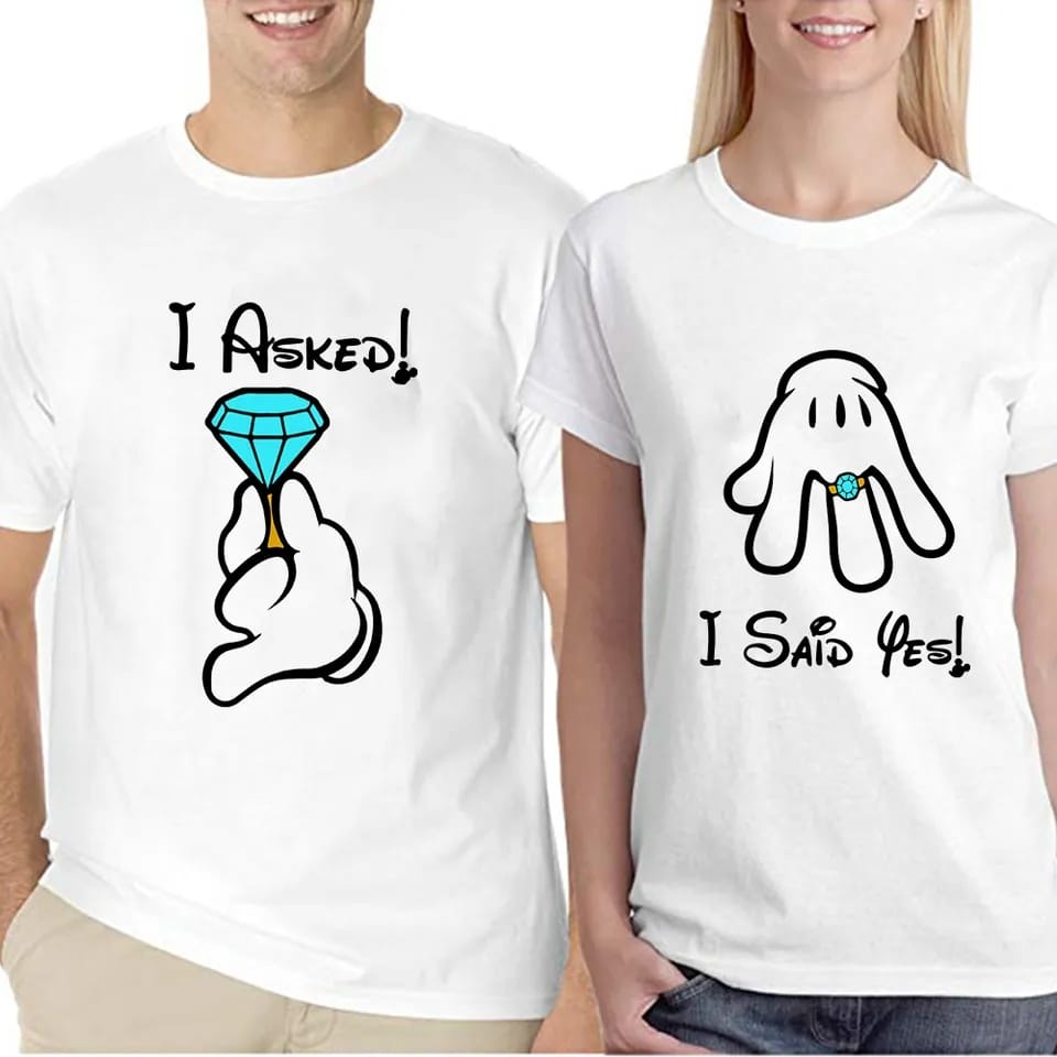 MYSTIQUE.ID-BAJU KAOS COUPLE I ASKED I SAID YES T-SHIRT LUCU KEREN DAN AESTETIC