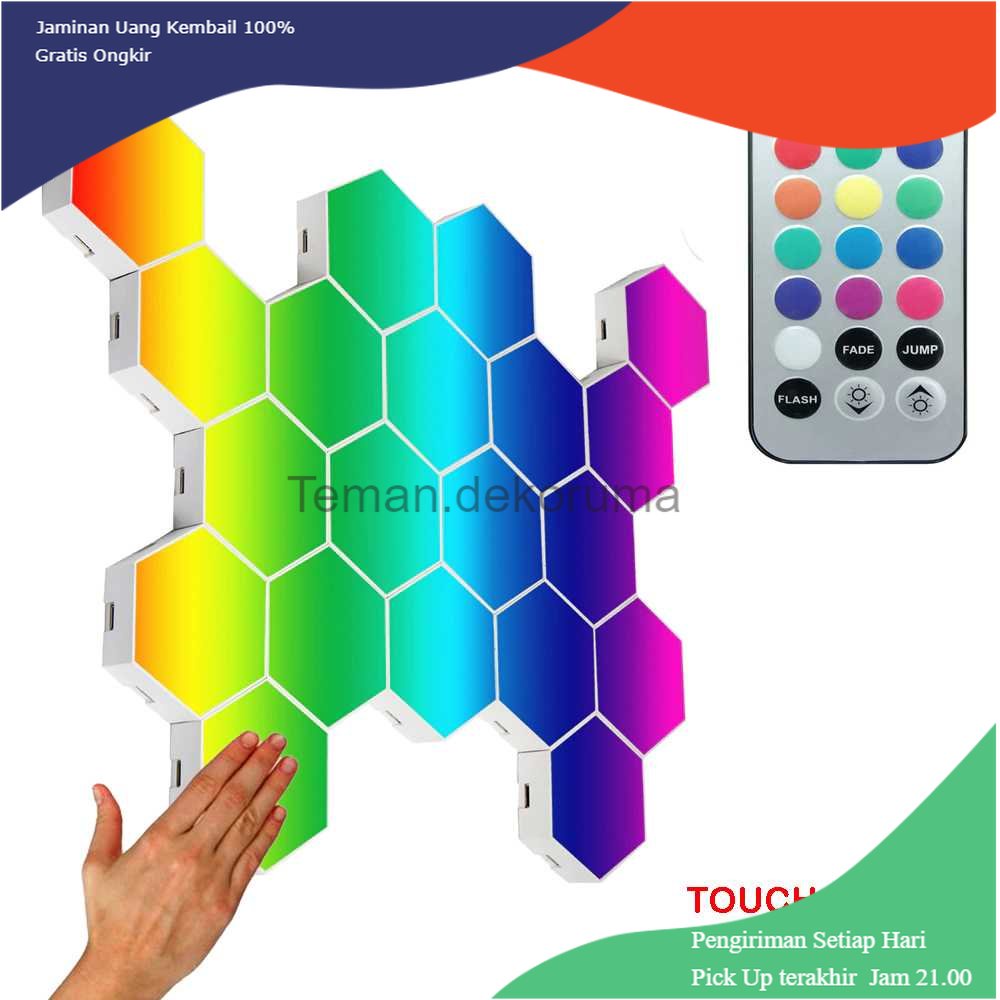 TD - LMP Yabstrip Lampu Hias Hexagonal LED RGB Touch Sensor 3 PCS with Remote - HD004