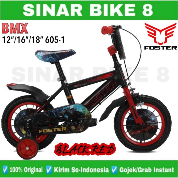 Sepeda Anak Laki BMX FOSTER 605 1 Ukuran 12 16 18 Inch Usia 2-8 Tahun