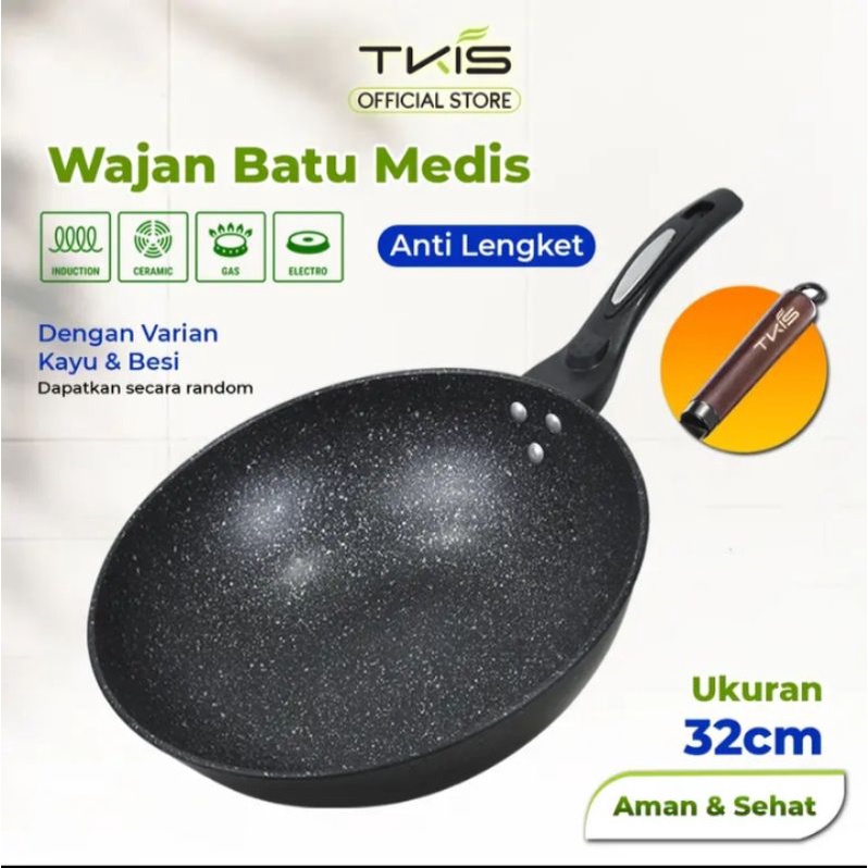 Wajan penggorengan anti lengket batu medis