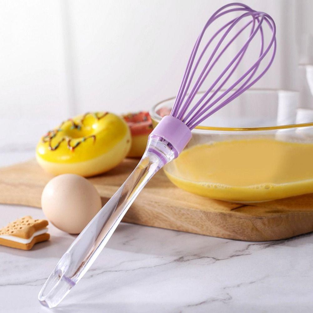 [Elegan] Pengocok Telur Dapur Cream Baking Gagang Plastik Silikon Mudah Dibersihkan Milk Frother Blender Anti Lengket