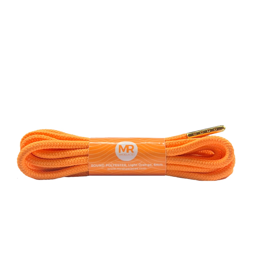 MR Shoelaces RP12 Oren / Jingga Muda (Light Orange) Tali Sepatu Bulat Round 6mm  70cm 80cm 90cm 100cm 120cm 150dm 180cm 200cm Tali Sepatu Bulat Polyester Premium