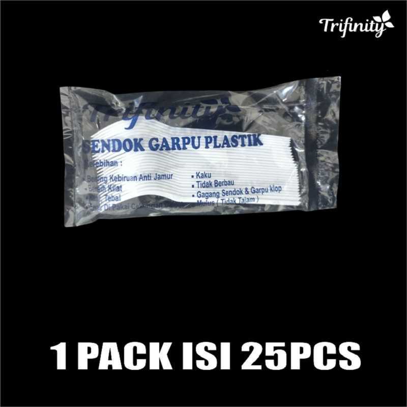 Garpu Makan Putih Plastik Panjang 2000pcs Per dus Bersih Cemerlang Kilat Trifinity Murah