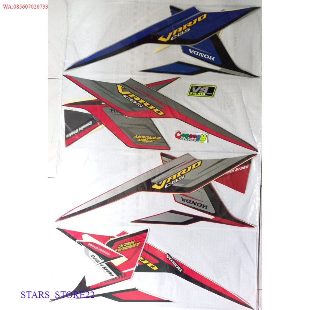 (ORI) STRIPING STICKER LIST BODY STANDAR MOTOR HONDA VARIO CBS KARBU 110 2008 2009 BIRU MERAH SILVER