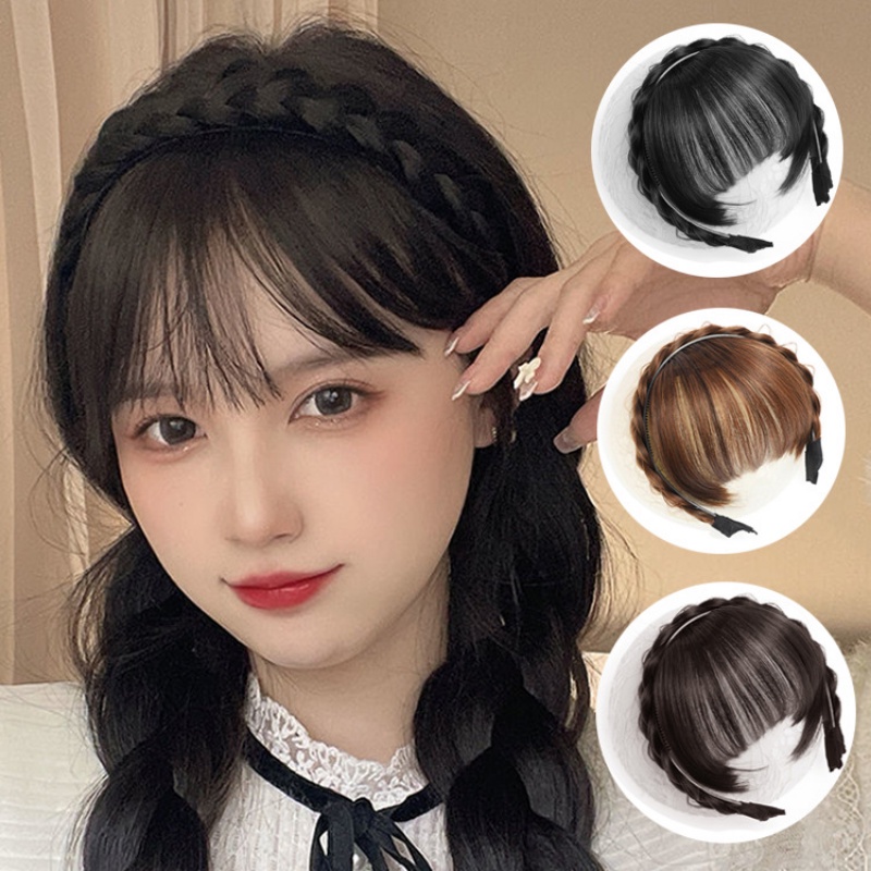 Gaya Korea wig Poni Satu Tulang Ikan Kepang Bando Baru Tinggi Tengkorak twist Kepang headband Perempuan