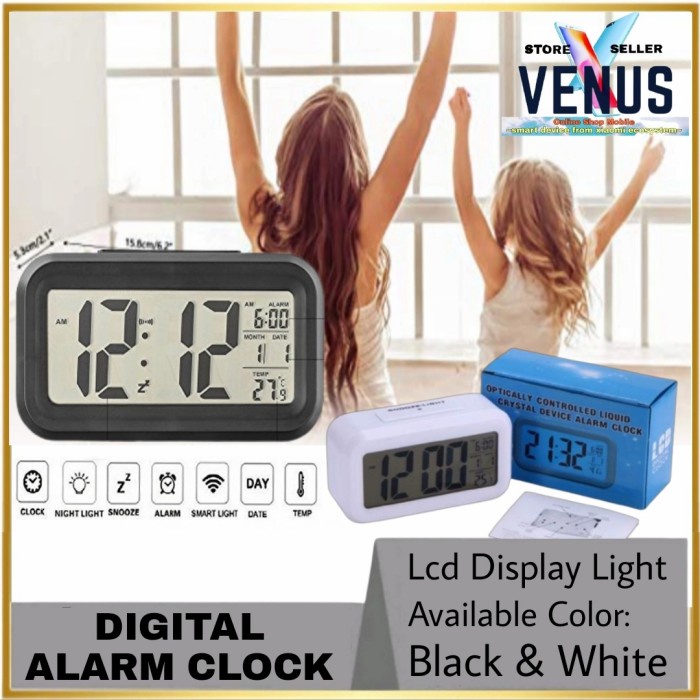 Jam Weker Digital Alarm Clock Large LCD Display Light Digital Hitam Jam Paling Dicari Hias Watch Pro