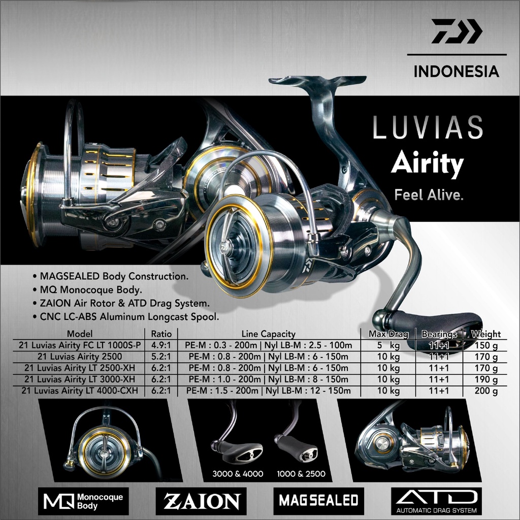 Reel Spinning Daiwa 21 Luvias Airity LT