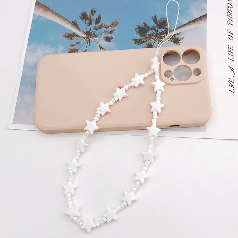 Pentagram Star Beads Chain Rice Bead Phone Strap Universal Gelang Anti Hilang Untuk iPhone Android OPPO VIVO Huawei Xiaomi Redmi Samsung Semua Ponsel Earphone Case