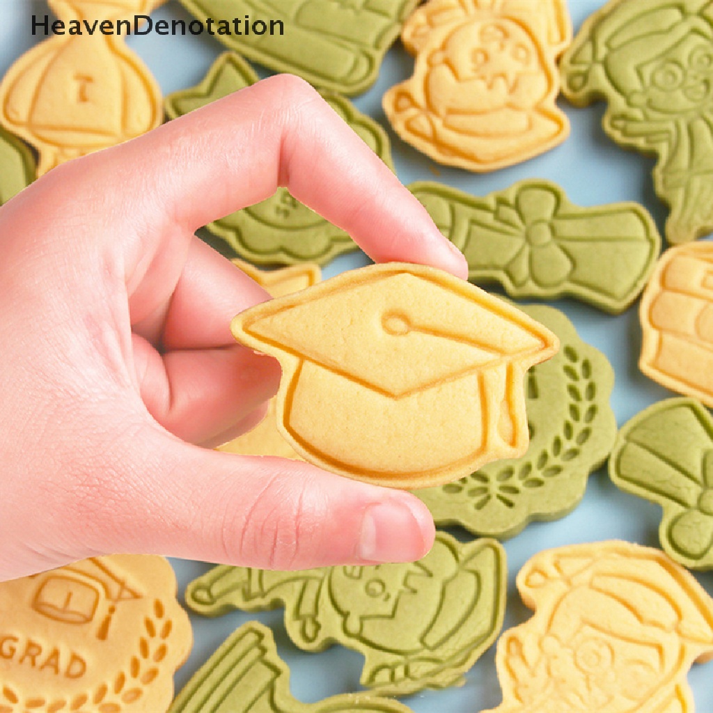 [HeavenDenotation] 8pcs Congrats Wisuda Cookie Cutter Biscuit Mold Press Cetakan Kue Kering Plastik HDV