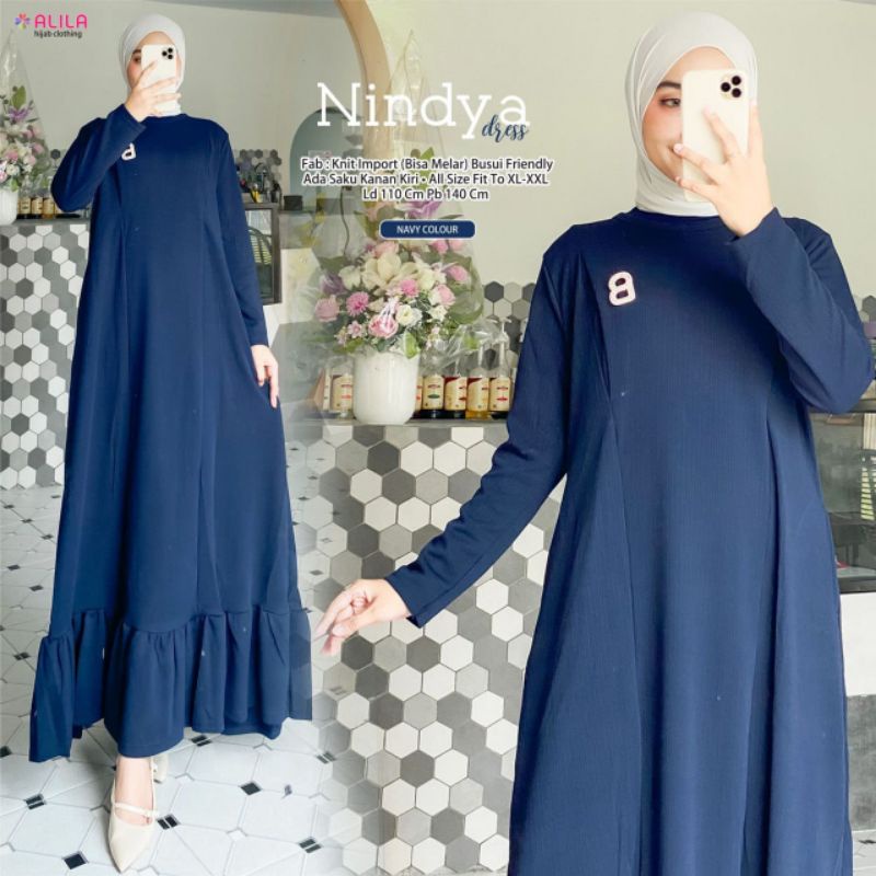 NINDYA DRESS ORI ALILA | Dress Knit Import Busui Friendly