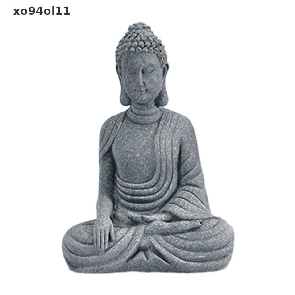 Xo Ornamen Patung Buddha Batu Pasir Meditag Figurines Miniatur Patung Decor OL