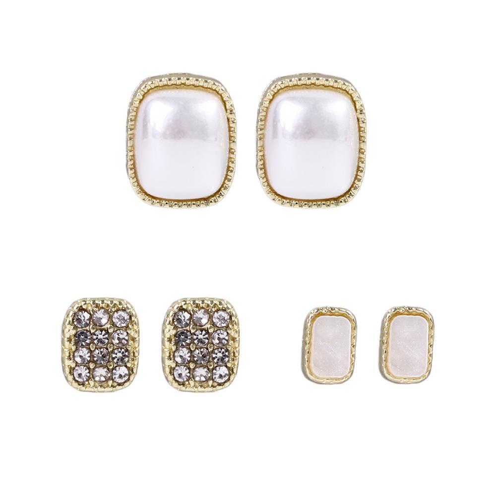 Mxbeauty Anting Mutiara Set Perhiasan Pesta Peri Mini Mewah Elegan Indah Square Vintage Anting Gaya Korea