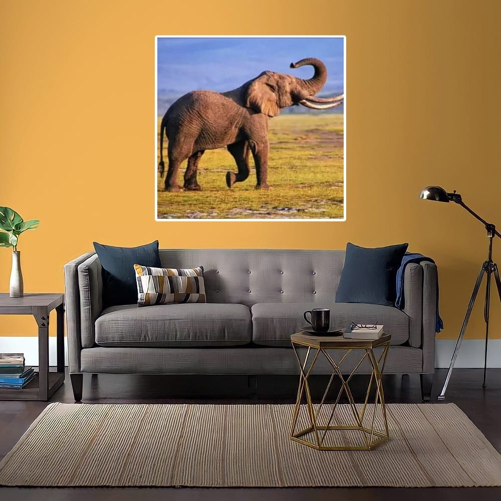 LUKISAN POSTER CETAK GAMBAR  GAJAH JUMBO 04  TERLARIS SEINDONESIA HIASAN DINDING RUANG TAMU KAMAR DA