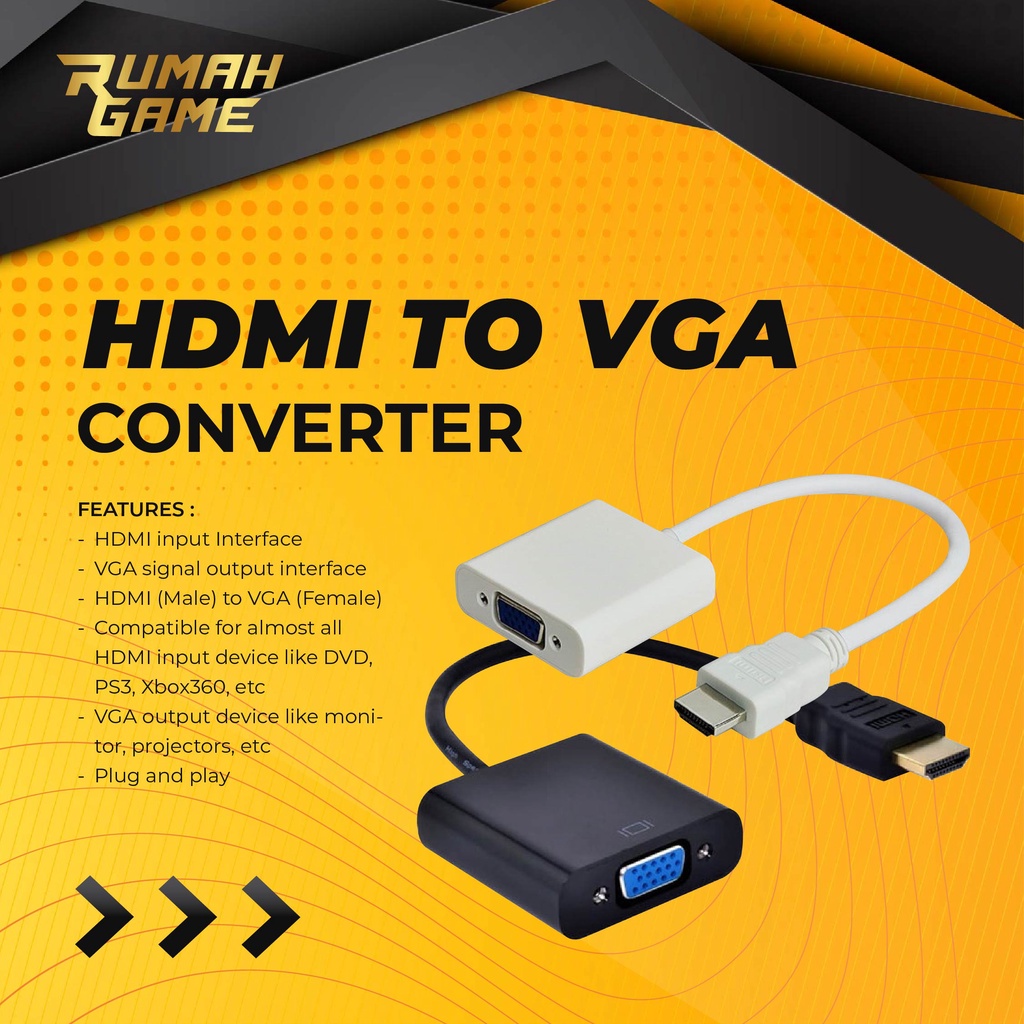 Kabel Hdmi To Vga Converter Hdmi To Vga Laptop To Proyektor Layar tv
