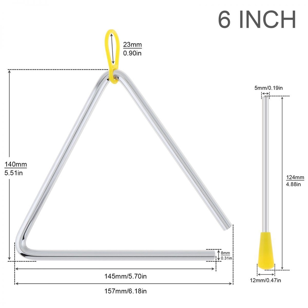 3ukuran Opsional Instrumen Perkusi Tangan Segitiga Baja Musik Untuk Edukasi Musik Anak