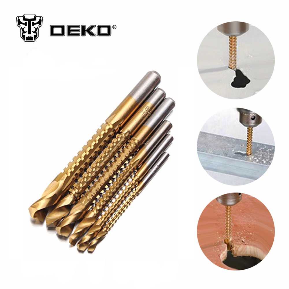 (BISA COD) FTIHSHP Deko Mata Bor Power Drill HSS Steel 6 PCS - DW1369