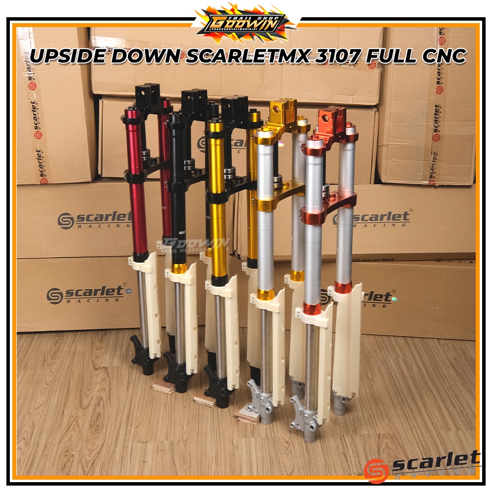 Upsidedown USD Upside Down Shock Depan SCARLET MX 2 Adjuster KLX 150 CRF 150L Full CNC + Stang KLX150 BIFGOOT DTRACKER NEW 3107 Plus Bearing