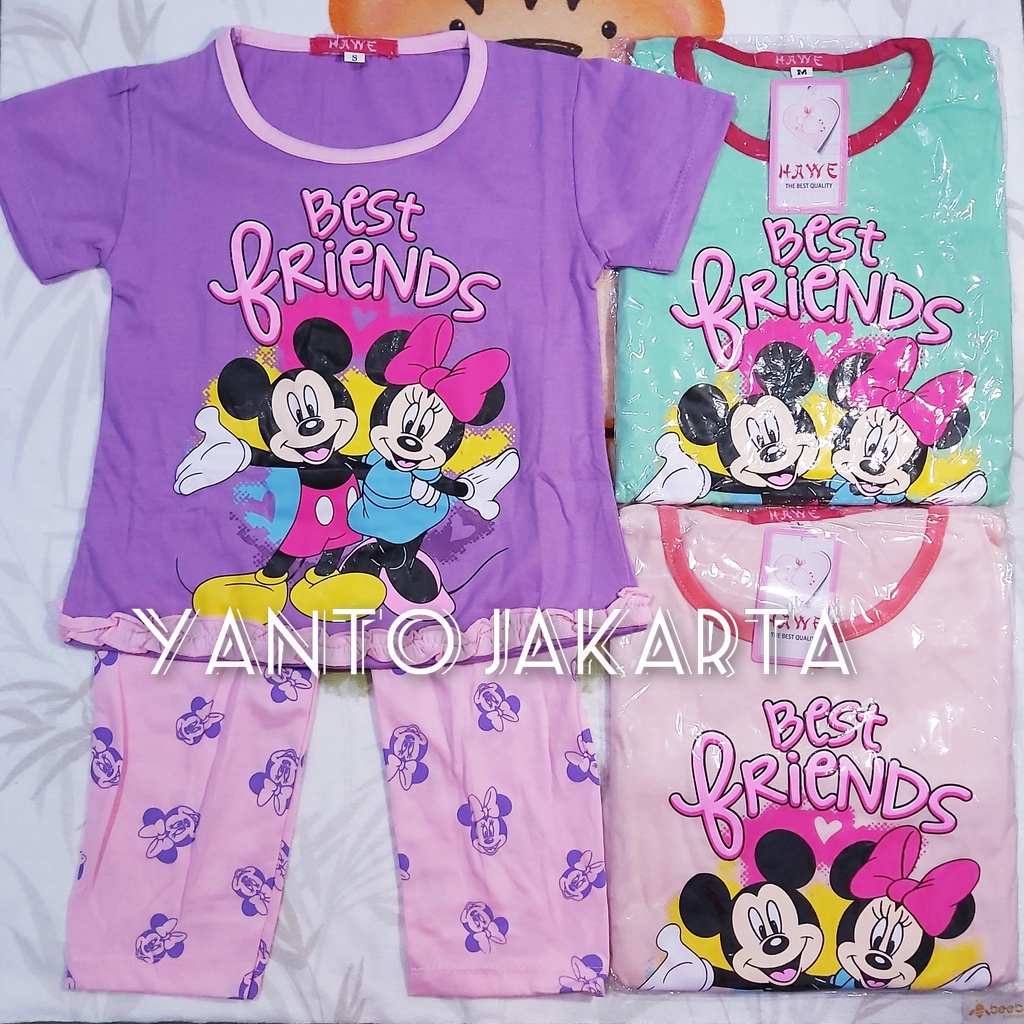 BAJU TIDUR MINNIE SETELAN ANAK PEREMPUAN LENGAN PENDEK