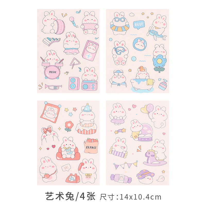 4lembar/set Stiker Gaya Ins Jepang Gadis Diy Diary Jurnal Stiker Hias