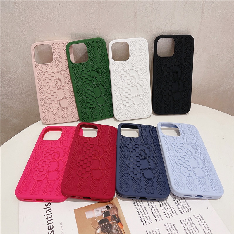 Casing Ponsel Beruang Kekerasan Tiga Dimensi Dekompresi Kompatibel Untuk iphone14 11 12 13promax Kemasan Independen Shockproof back cover casing