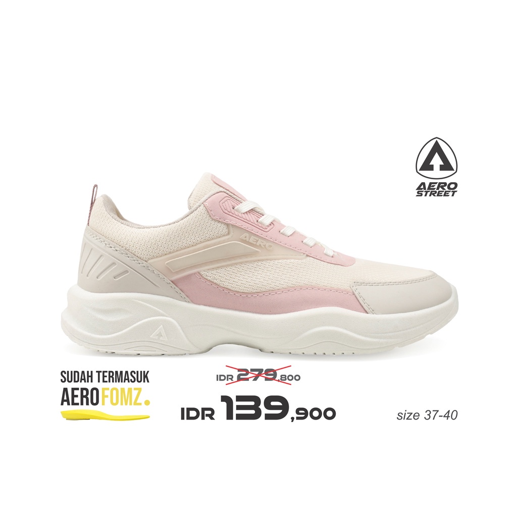 Aerostreet 37-40 Fresh Lemon Natural Merah Muda Krem - Sepatu Sneakers Casual Sport Pria Wanita Aero