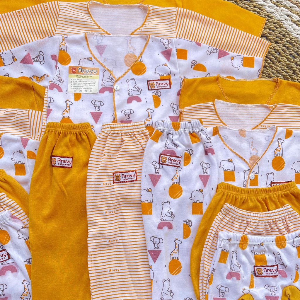 Paket Baju Bayi Newborn Arevy &amp; Kenzie Babywear 0-3M Mustard Series Perlengkapan Bayi Baru Lahir &amp; Kado Baby Giftset Paket Lahiran Setelan Piyama Bedong STK Jumper Popok Gurita Topi